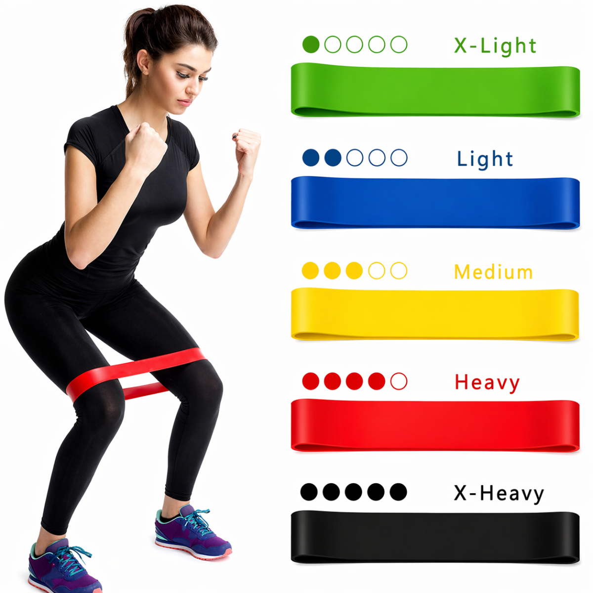 Set 5 Bande Elastiche Fitness Professionali – Allenamento Glutei, Gambe e Total Body | Yoga, Pilates, Crossfit
