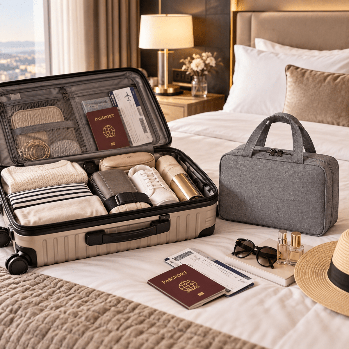Beauty Case da Viaggio Porta Cosmetici Impermeabile con 4 Scomparti, Gancio per Appendere, Manico e Tasche Organizer - | Prendilo Subito