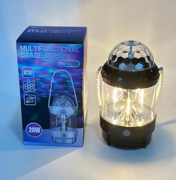 Proiettore LED multifunzione con cupola trasparente sfaccettata e base nera