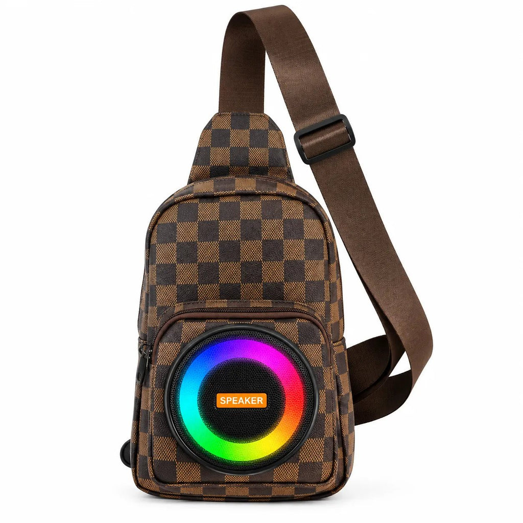 Borsello a Tracolla con Speaker Bluetooth Integrato e Luci RGB – Zaino Monospalla Regolabile con Altoparlante, Borsa Crossbody Uomo per Viaggio, Mare e Tempo Libero - | Prendilo Subito