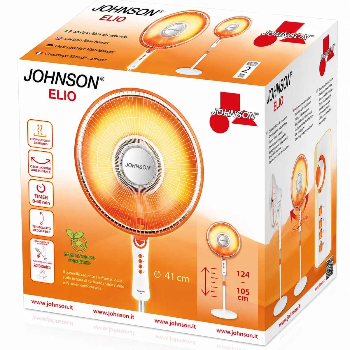 Confezione stufa elettrica Johnson ELIO a fibra di carbonio