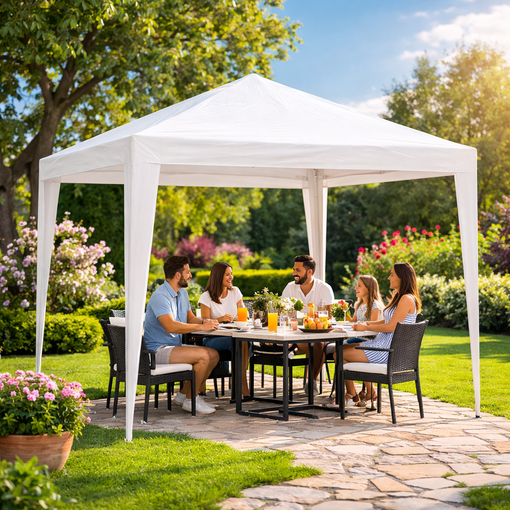 Gazebo 3x3 m da Esterno con Struttura in Ferro e Telo in Polietilene 100g – Altezza 2,45 m – Robusto, Impermeabile, Facile da Montare
