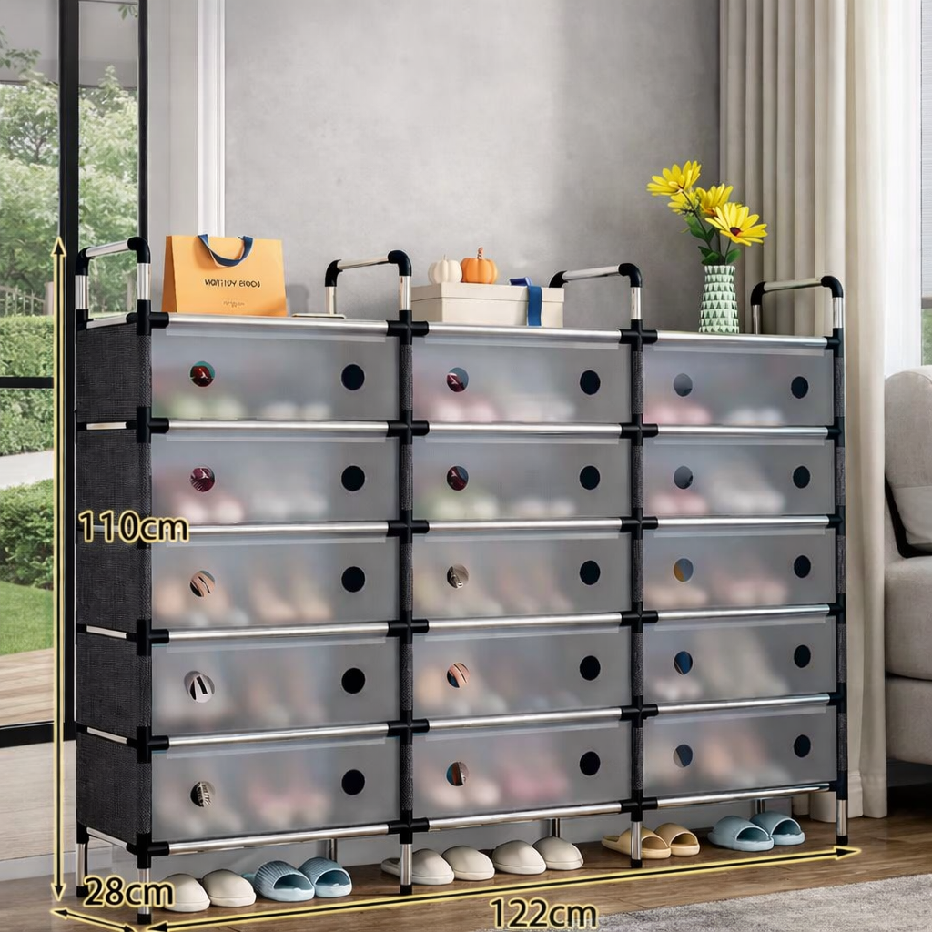 Scarpiera Modulabile Salvaspazio con Cassetti Trasparenti  Organizer Scarpe Multilivello Elegante e Resistente