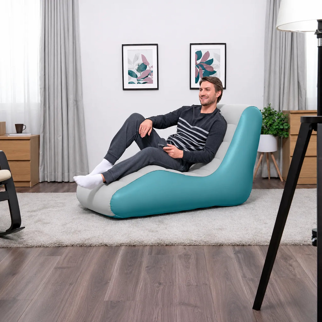 Sdraio Gonfiabile Bestway Leisure Luxe Chaise 133x79x88 cm | Poltrona Ergonomica da Interno ed Esterno | Gonfiaggio Rapido con Valvola a 2 Vie