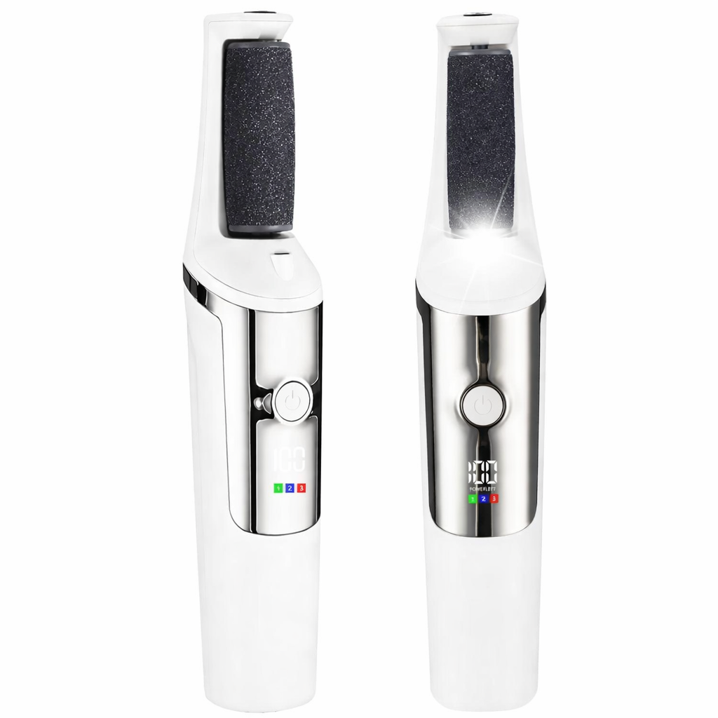 Pedicure Elettrico Professionale per Piedi – Lima Elettrica per Calli e Talloni – Rimuovi Pelle Morta – 3 Rulli Abrasivi – Display LED – Luce LED – Ricarica USB