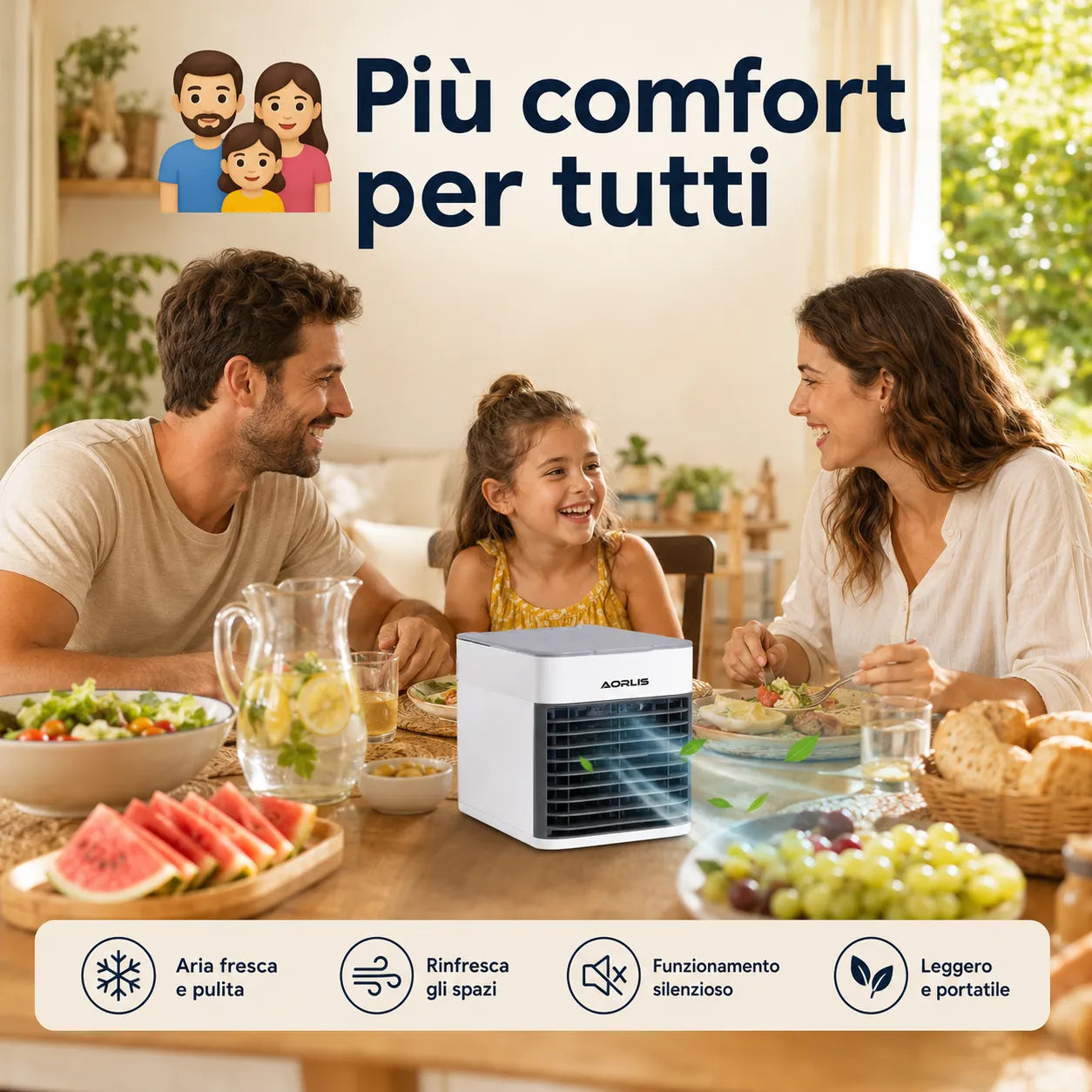 Condizionatore Portatile 500ML Mini Air Cooler USB 3 Velocità LED Raffrescatore