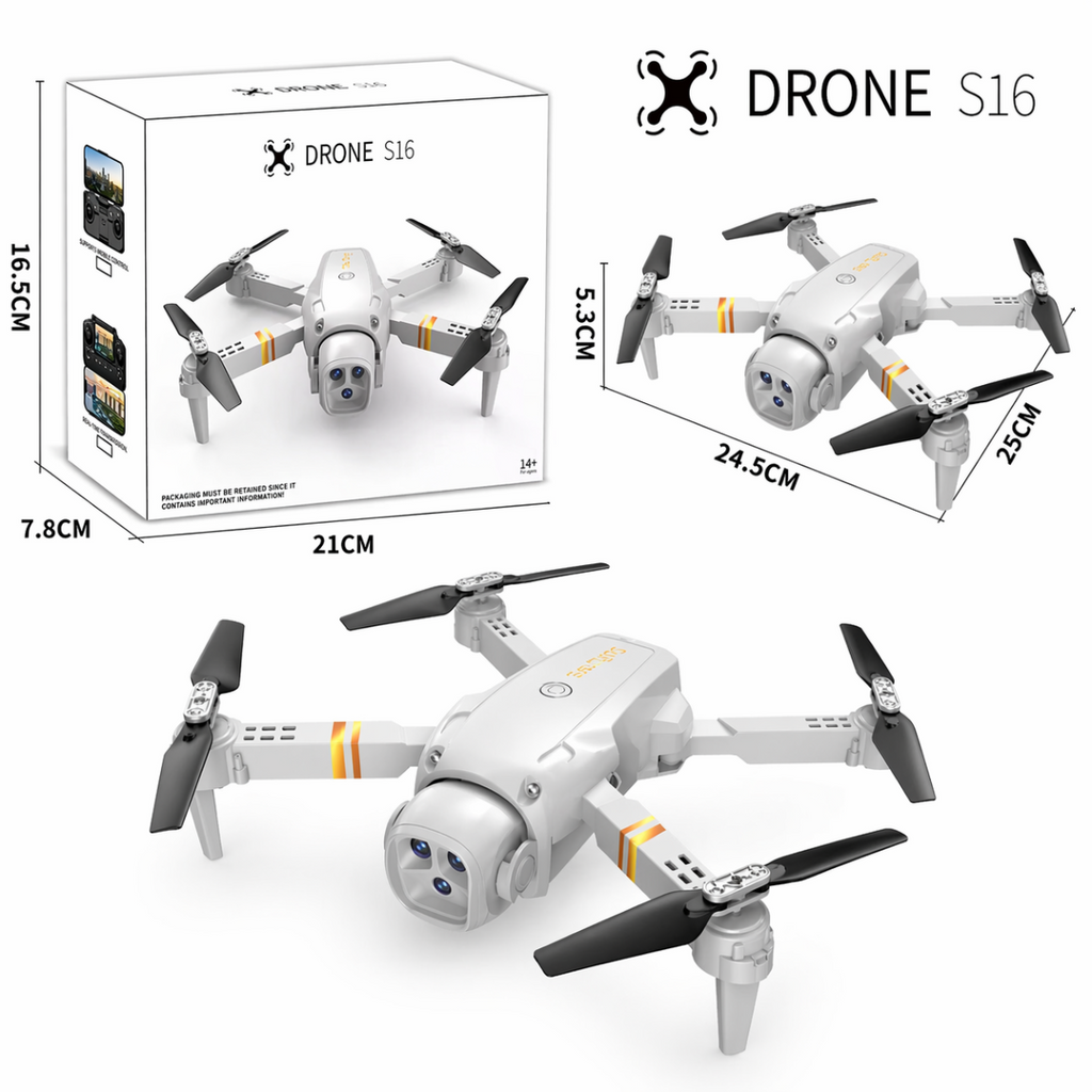 Scatola di mini drone pieghevole con telecamera HD, confezione con drone illustrato