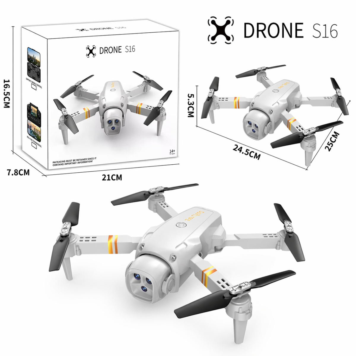 Scatola di mini drone pieghevole con telecamera HD, confezione con drone illustrato