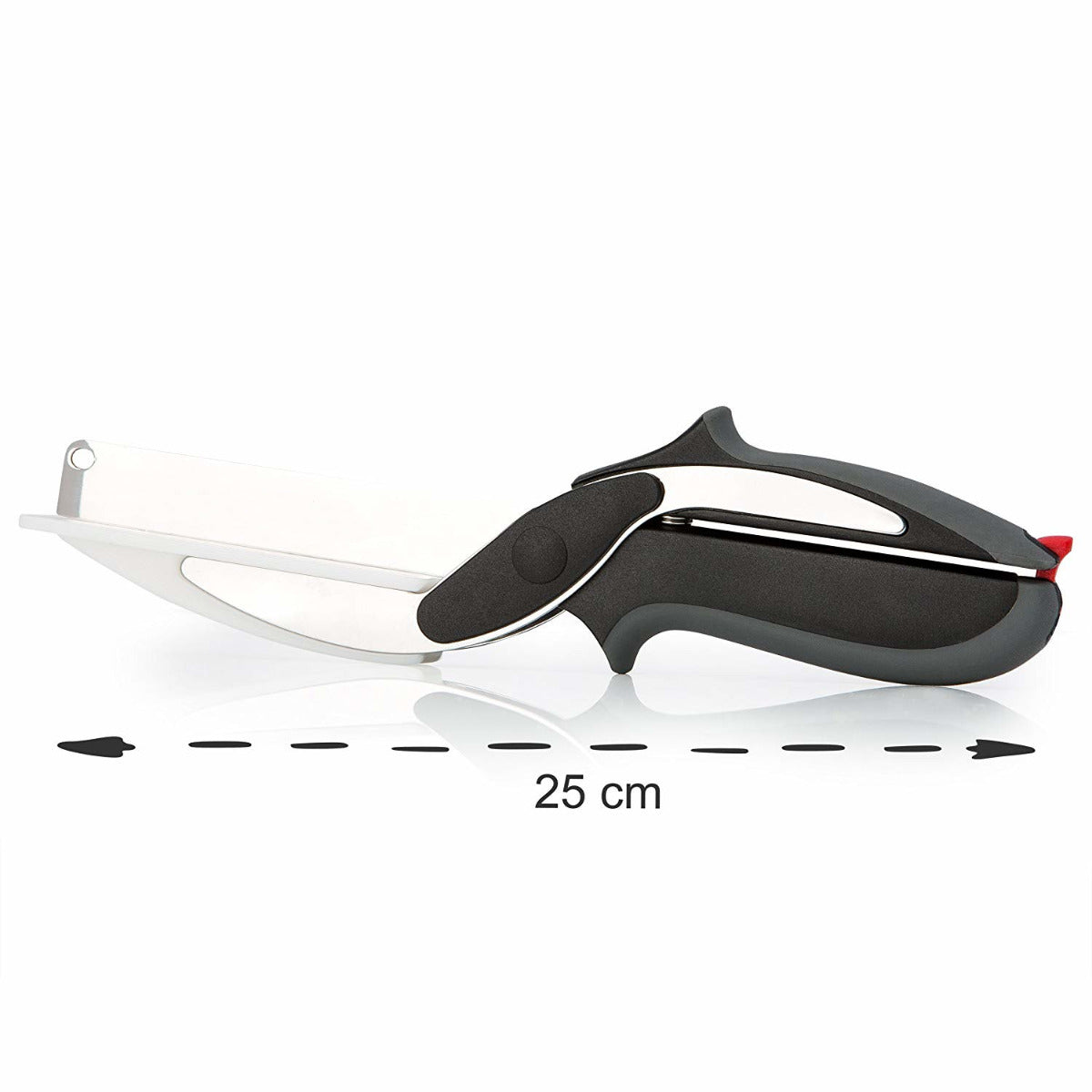 Forbice tagliaverdure ergonomica, lama bianca, manici neri, lunghezza 25 cm