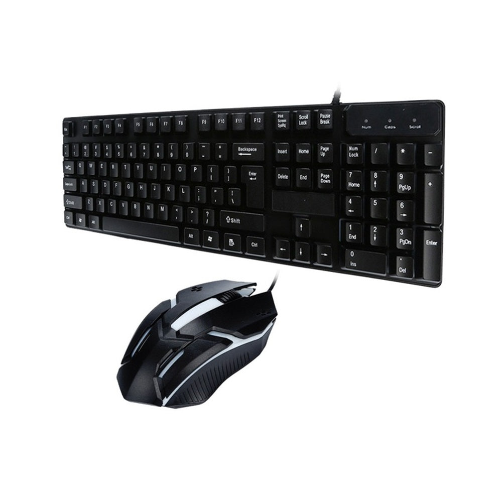 Tastiera USB nera con mouse ergonomico nero e cavo