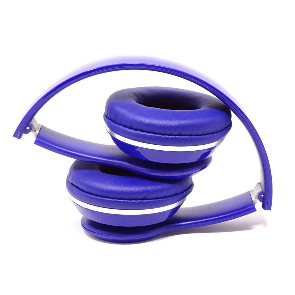 Cuffie dinamiche pieghevoli HZ-100 blu con archetto ripiegato e pad imbottiti