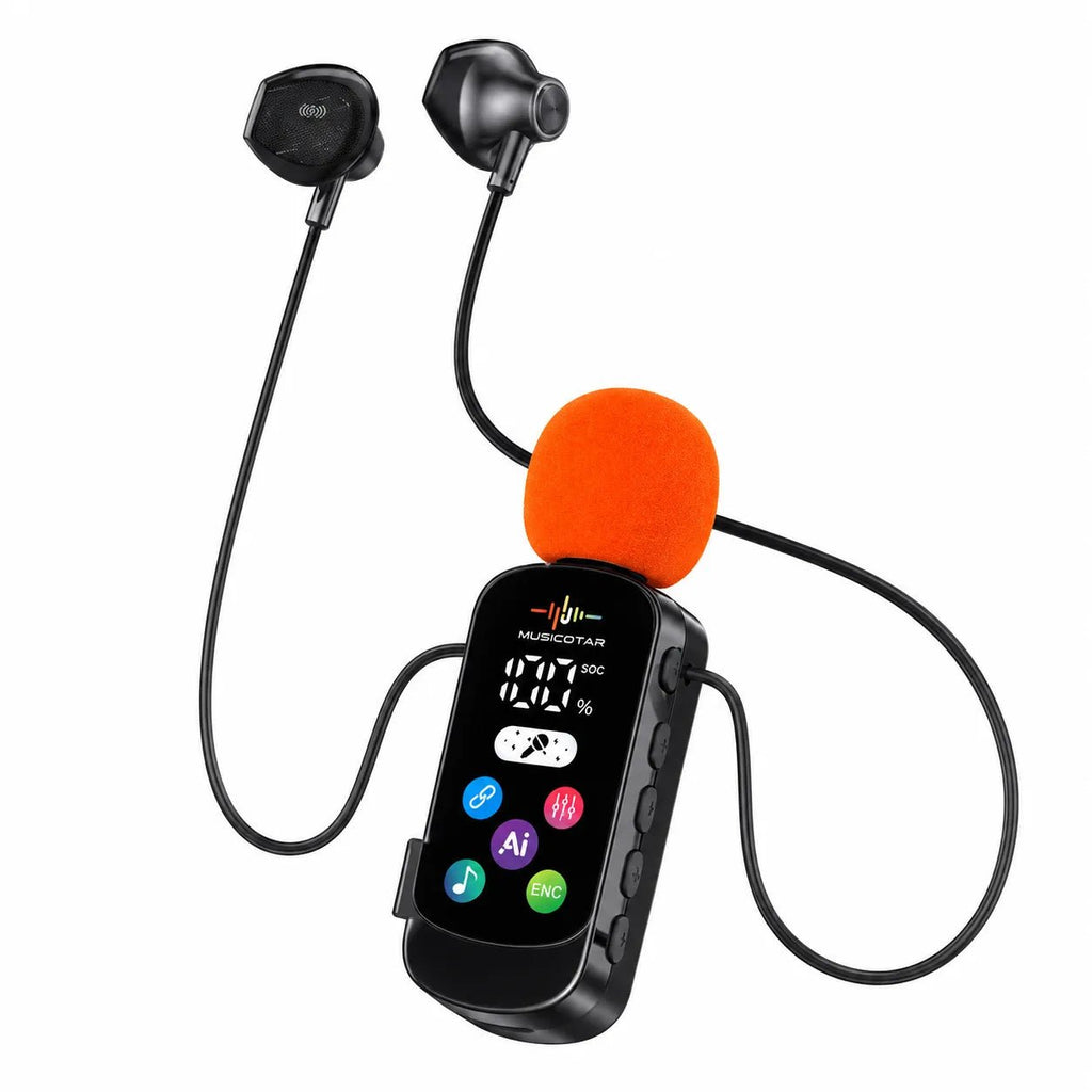 Cuffie in ear Microfono Karaoke Clip-On Bluetooth 5.4 con Auricolari Integrati, Riduzione Rumore ENC, Correzione Eco, Supporto Scheda TF, Display LED, per Live Streaming, Registrazione, Gaming e Canto - | Prendilo Subito