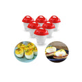Set di 6 cuoci uova in silicone con stampi bianchi e coperchi rossi