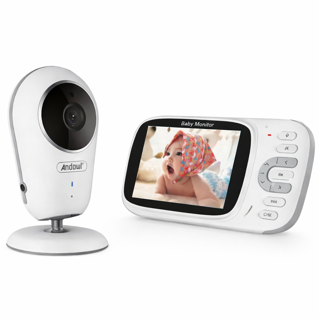 Monitor video per bebè wireless con telecamera HD, schermo a colori bianco