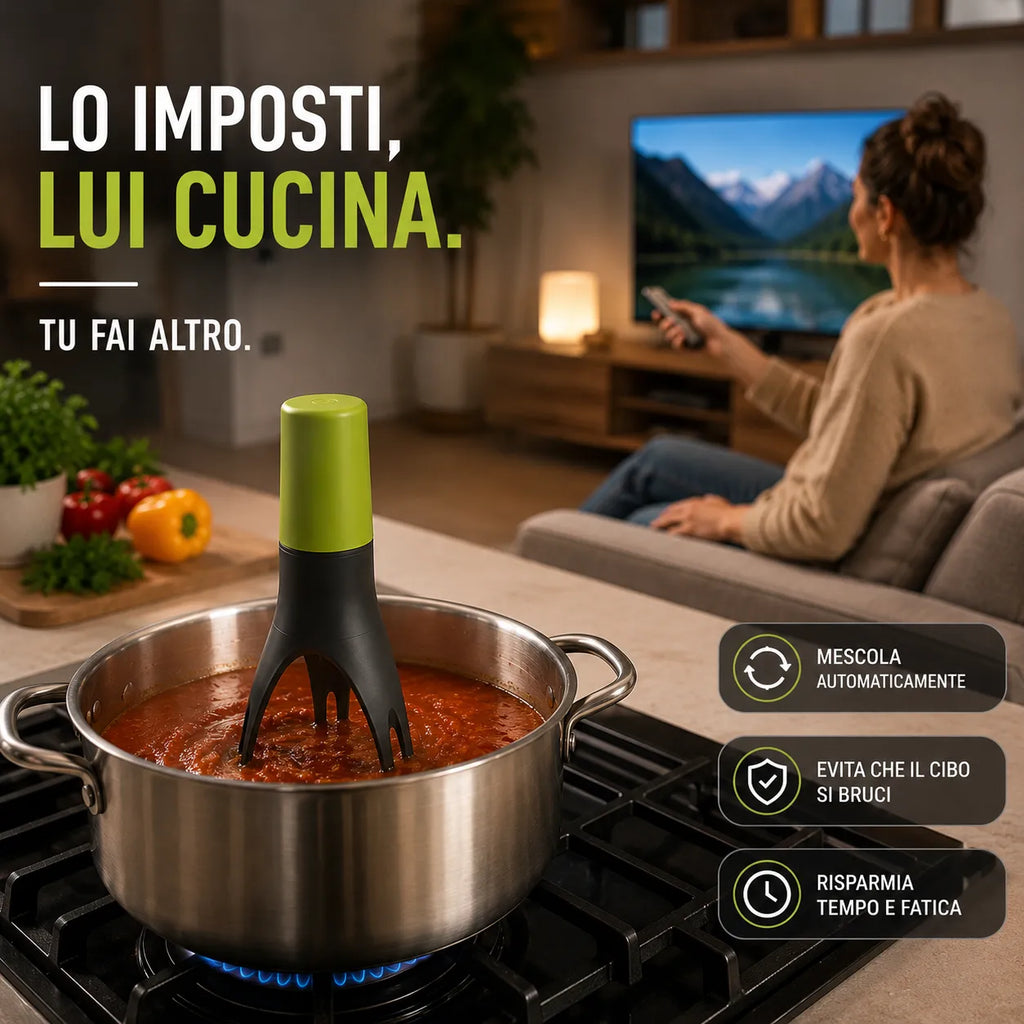Mescolatore Elettrico Automatico per Pentole Agitatore Cucina Gira Sugo Creme Salse
