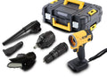 Kit attrezzi elettrici 5 in 1: trapano avvitatore mini giallo/nero con accessori e custodia