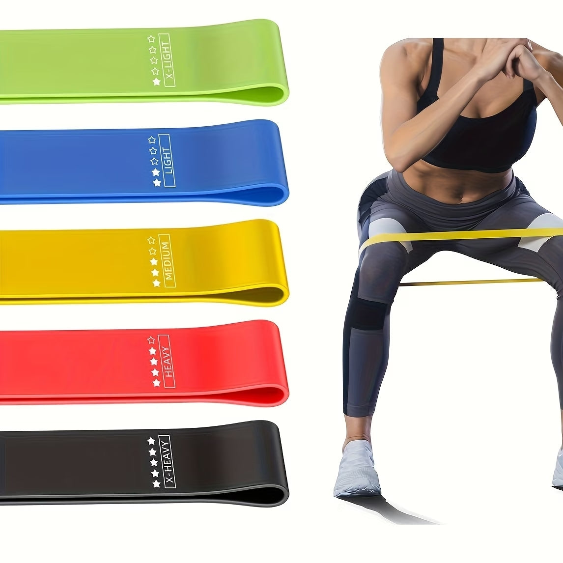 Set 5 Bande Elastiche Fitness Professionali – Allenamento Glutei, Gambe e Total Body | Yoga, Pilates, Crossfit