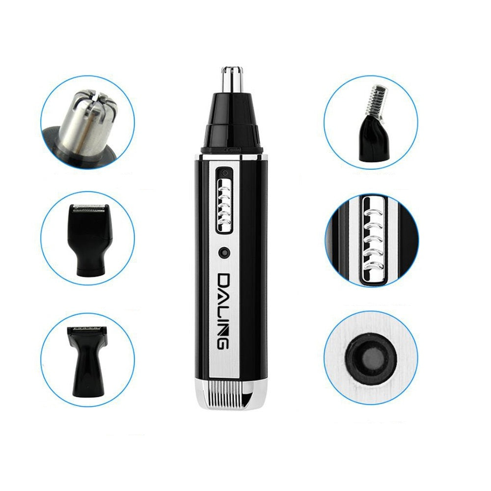Trimmer per naso Daling DL-7003 nero con lame e testine intercambiabili