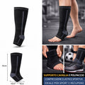 Supporto elastico caviglia e polpaccio nero con pannello grigio e fascia tallone
