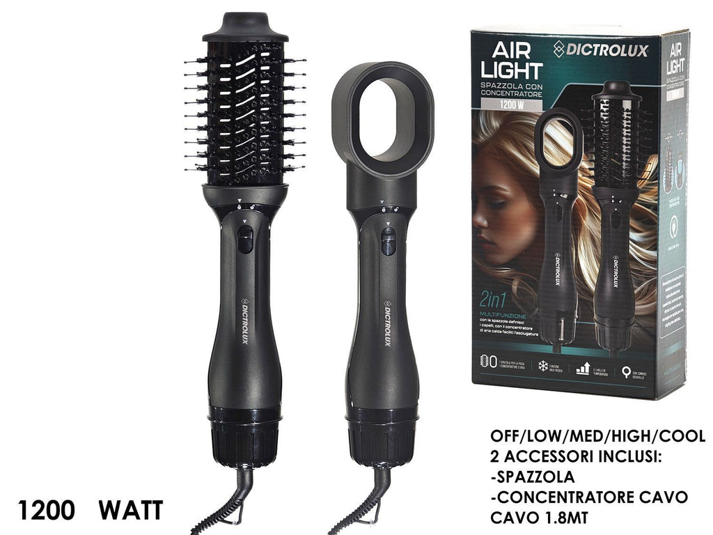 Spazzola per capelli 2 in 1 Air Light 1200W con accessorio spazzola e concentratore