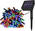 Catena luminosa LED solare con 100 luci multicolore e pannello solare nero, 10 m