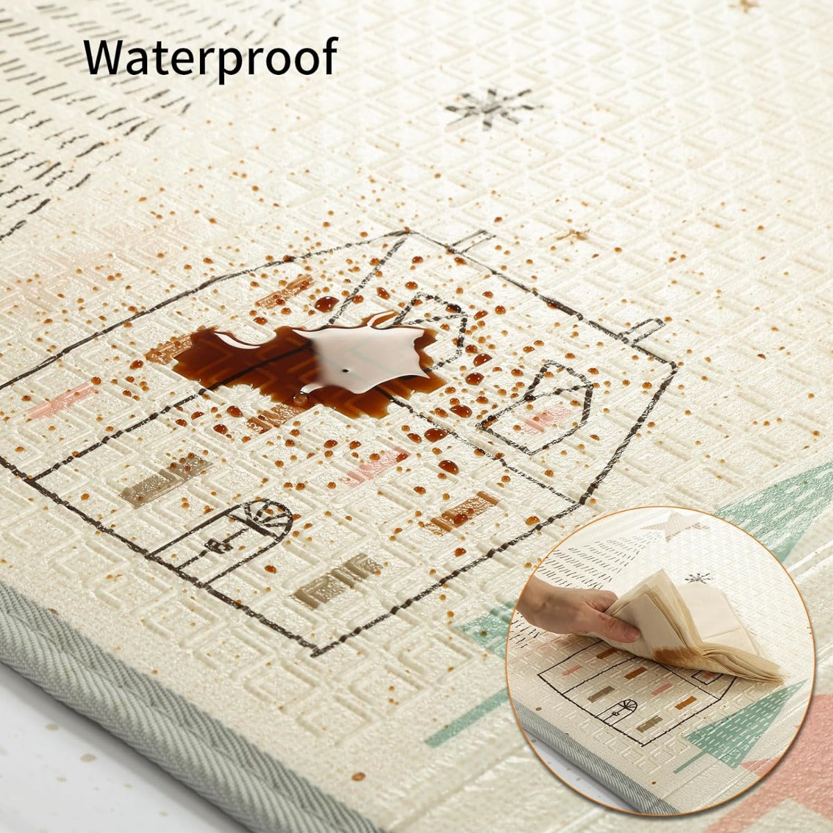 Tappeto da gioco in schiuma impermeabile con schizzi d’acqua, superficie protetta
