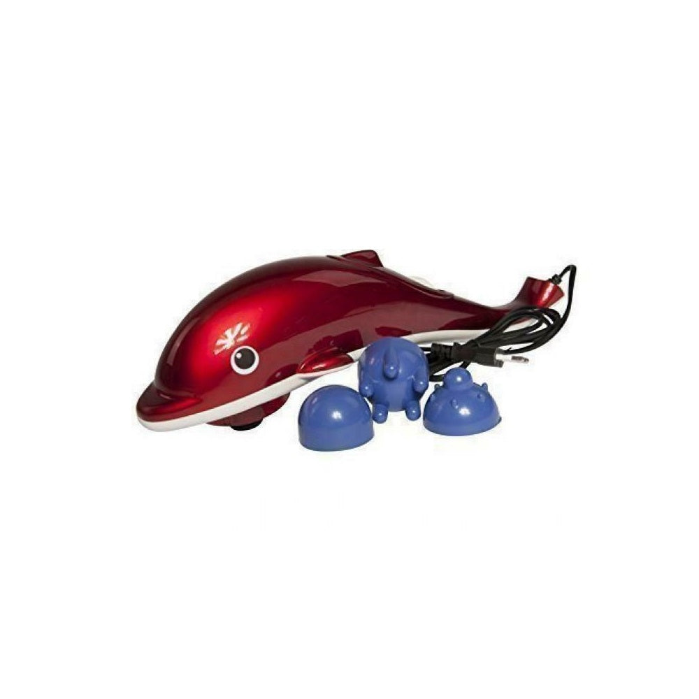 Massaggiatore delfino rosso con attacchi blu e cavo