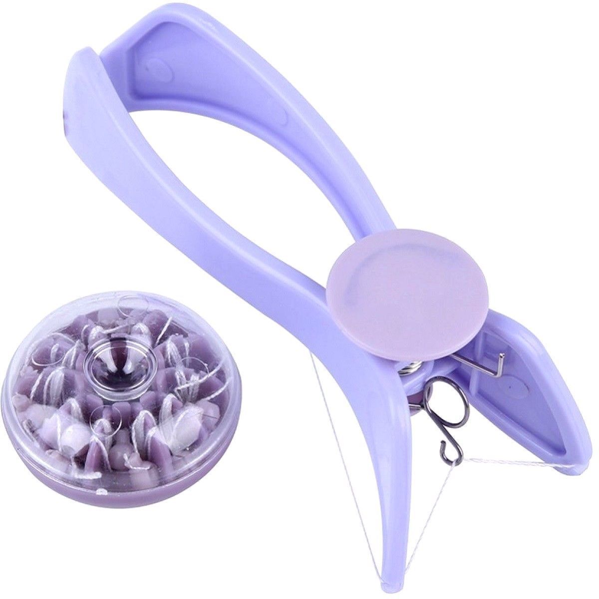 Depilatore a molla per viso viola con custodia e testine a spirale