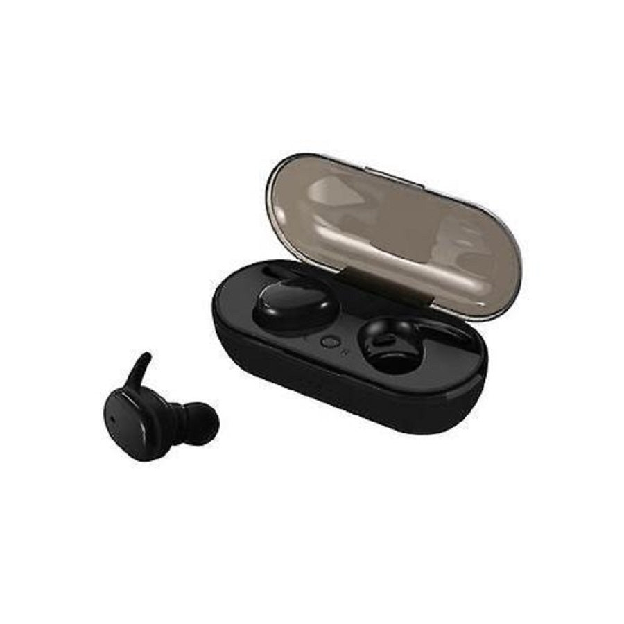 Auricolari true wireless neri con custodia e inserti auricolari