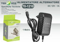 Alimentatore TeKone TO-1210 DC 12V 1A, adattatore nero con cavo e spina