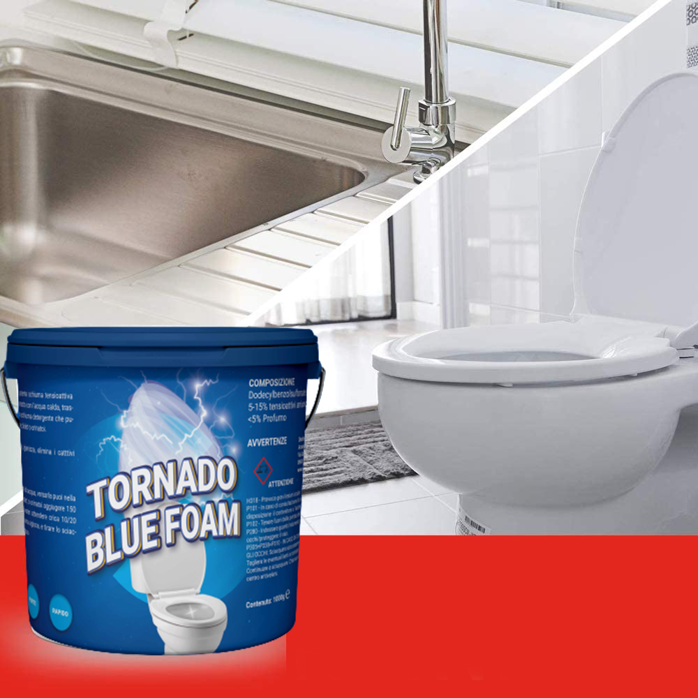 Secchiello detergente schiuma blu Tornado Blue Foam, vista frontale