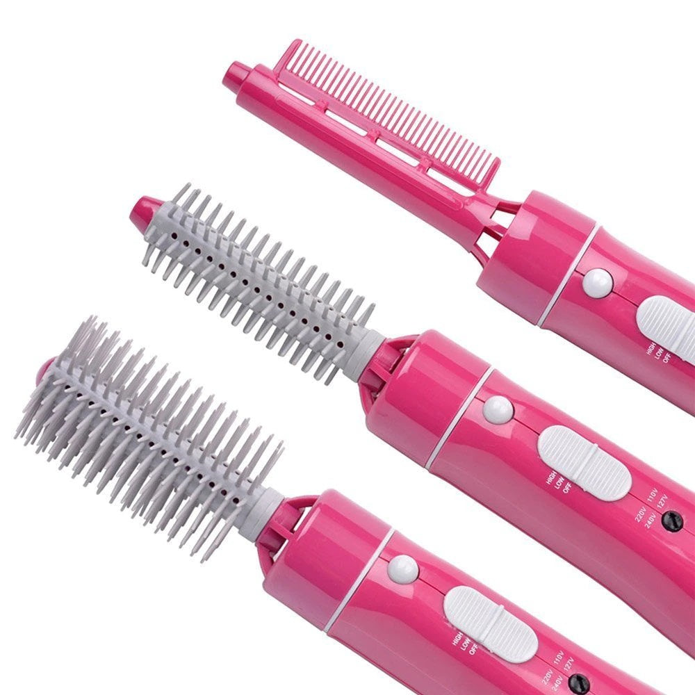 Spazzole ad aria calda grigie con manici rosa, set accessori per 10 in 1