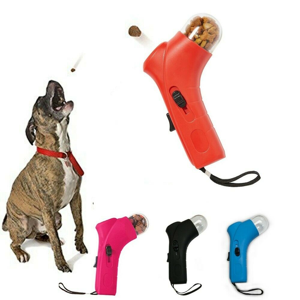 Set pistole dispenser crocchette, colori rosso, rosa, nero e blu, con tracolle