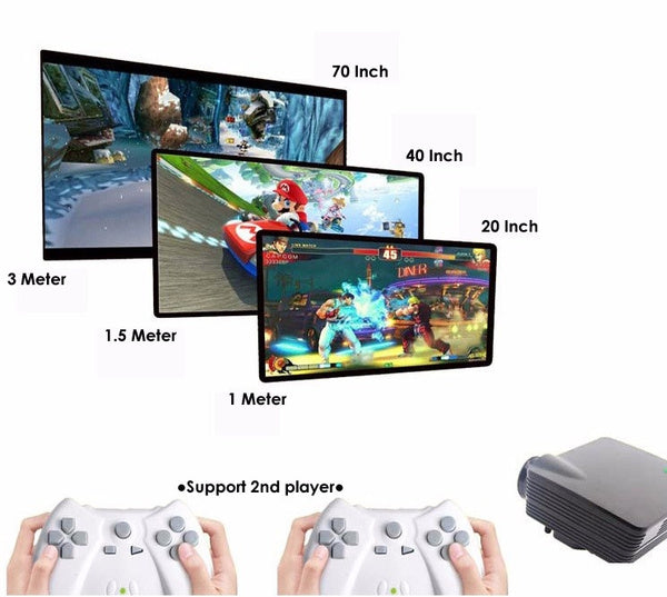 Proiettore per videogiochi PGS con due gamepad e supporto fino a 70 pollici