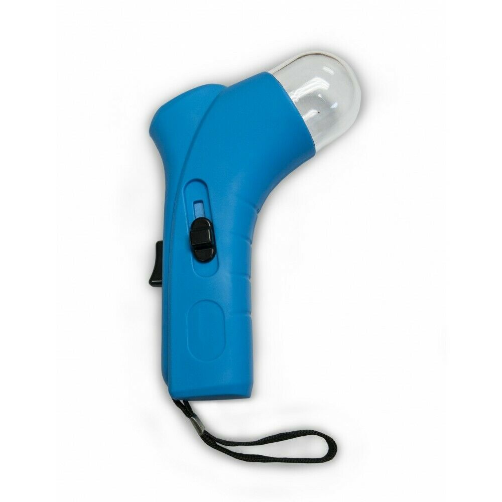 Pistola dispenser per crocchette per cani, blu con serbatoio trasparente e pulsante