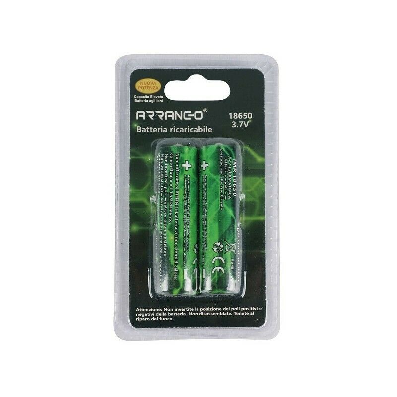 Confezione da 4 batterie ricaricabili Li-ion 18650 3,7V, in blister trasparente