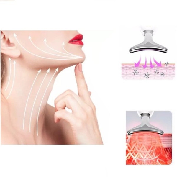 Dispositivo viso e collo con ultrasuoni; diagramma di applicazione con frecce