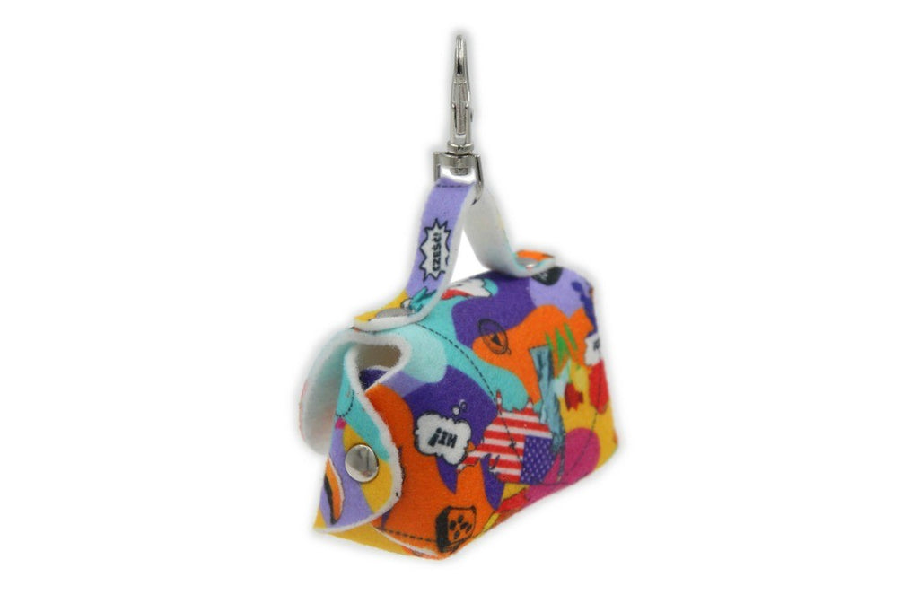 Dispenser per sacchetti per cani da viaggio, custodia multicolore con moschettone