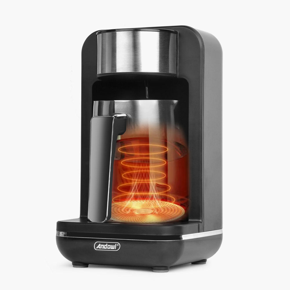 Caffettiera turca elettrica con caraffa in acciaio inox, finiture nere