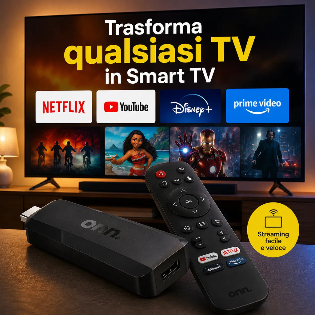Stick streaming ONN nero con telecomando nero per Smart TV