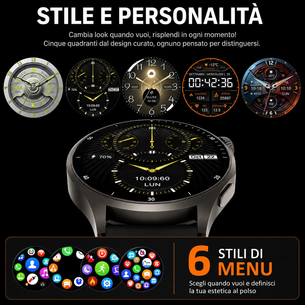 Smartwatch HW18 PRO+ AMOLED 1,46" HD Bluetooth Chiamate Torcia LED con 3 Cinturini