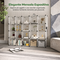 Libreria Modulare Trasparente 20 Cubi – Scaffale Componibile con Connettori Rinforzati – Mobile Multiuso per Studio, Soggiorno, Ufficio