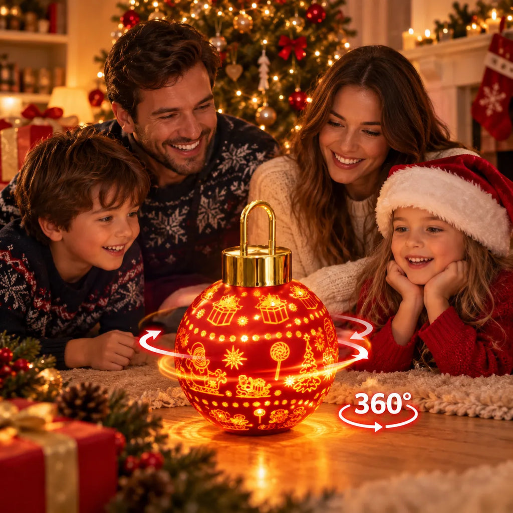 Palla di Natale luminosa LED rossa con maniglia, illuminazione calda e 360°