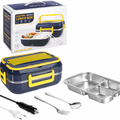 Scaldavivande elettrico portatile in acciaio inox, contenitore doppio blu e giallo