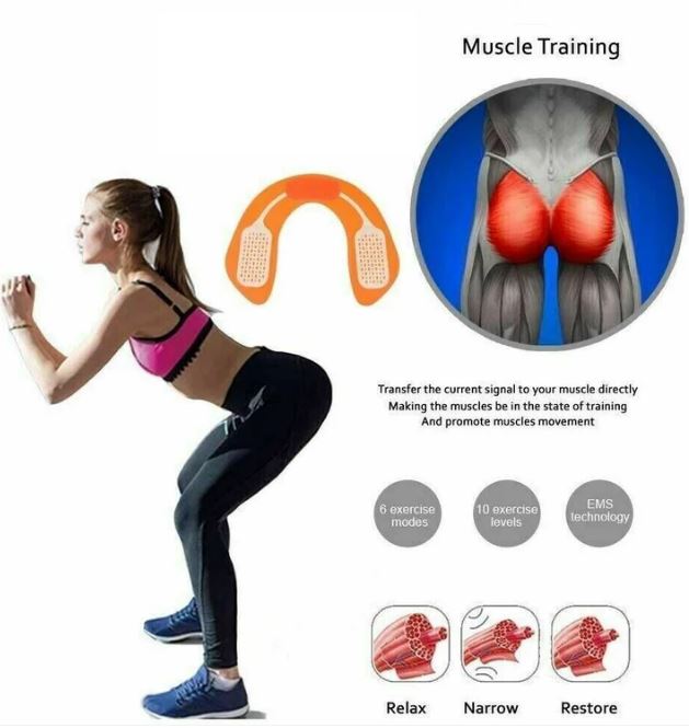 Fascia EMS arancione per allenamento muscolare con 6 modalità e telecomando
