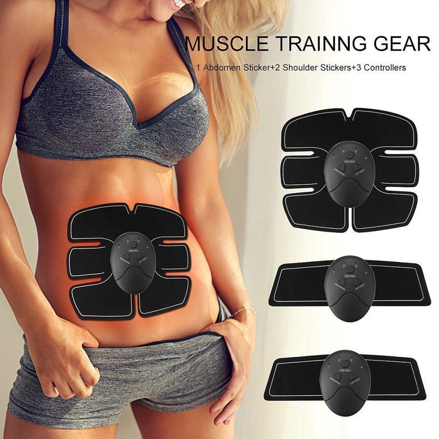 Elettrostimolatore Per Muscoli Addominali Braccia Gambe 3 x EMS Mobile Gym Body