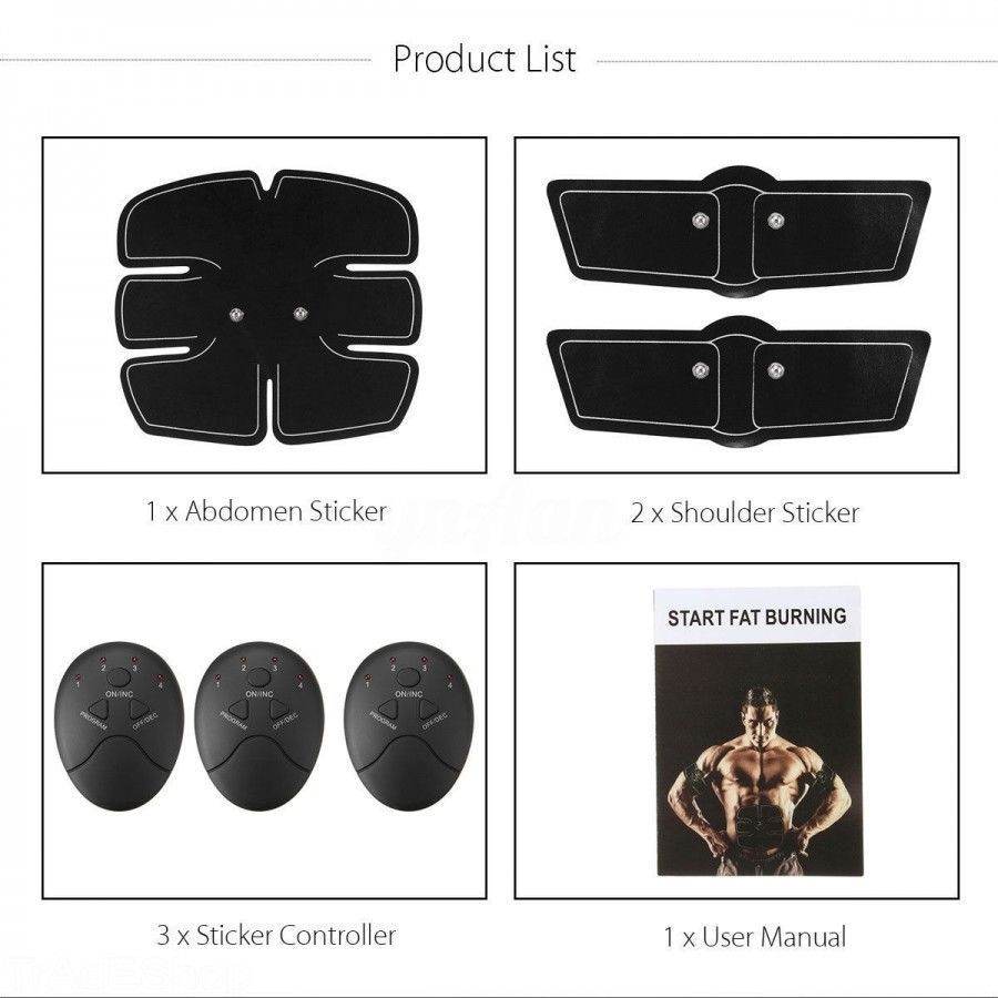 Elettrostimolatore Per Muscoli Addominali Braccia Gambe 3 x EMS Mobile Gym Body