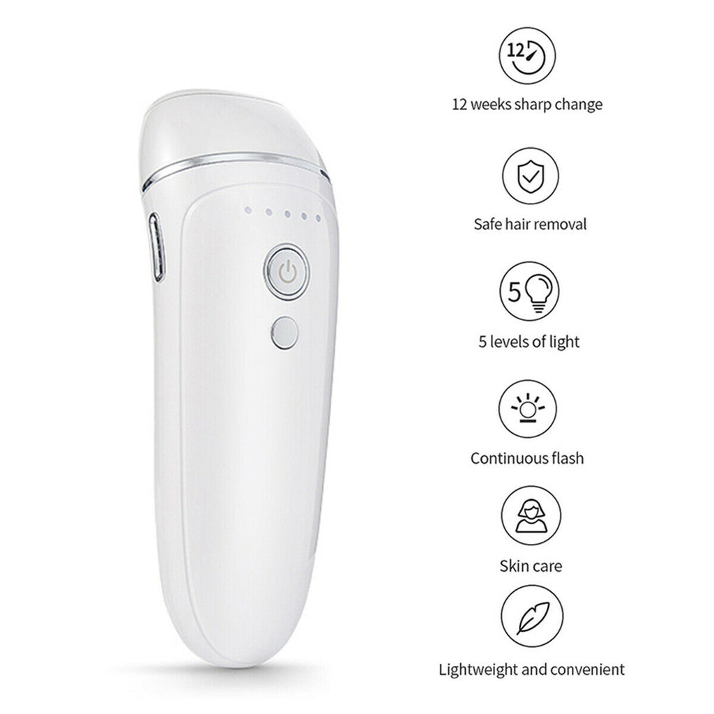 Epilatore IPL bianco con corpo liscio e tasto di avvio