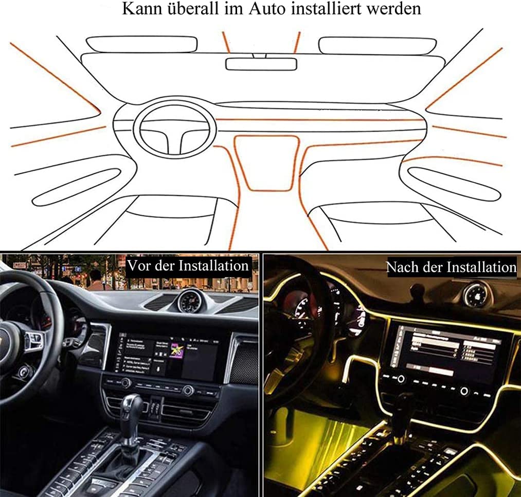 Luci LED RGB per interni auto: installazione in plancia e vano centrale