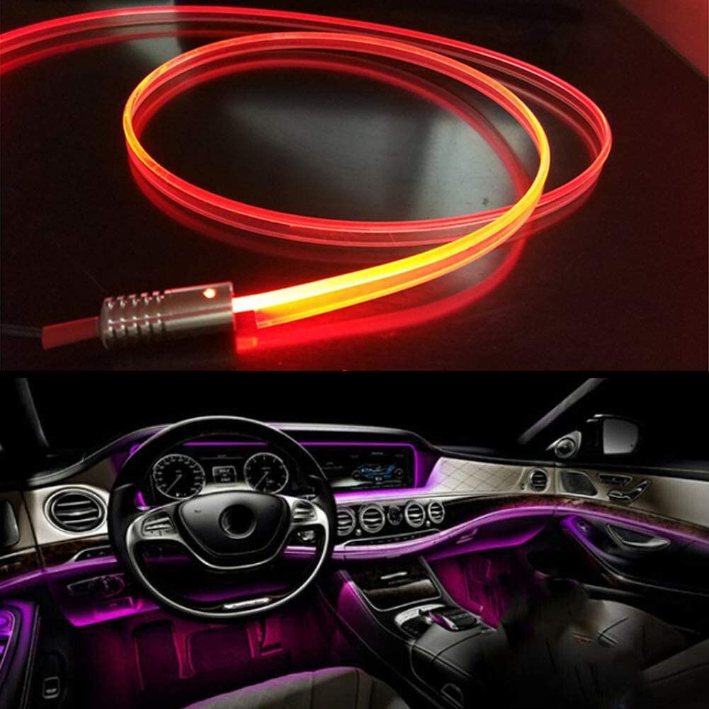 Striscia LED RGB per interni auto con cavo, fasci rossi e gialli